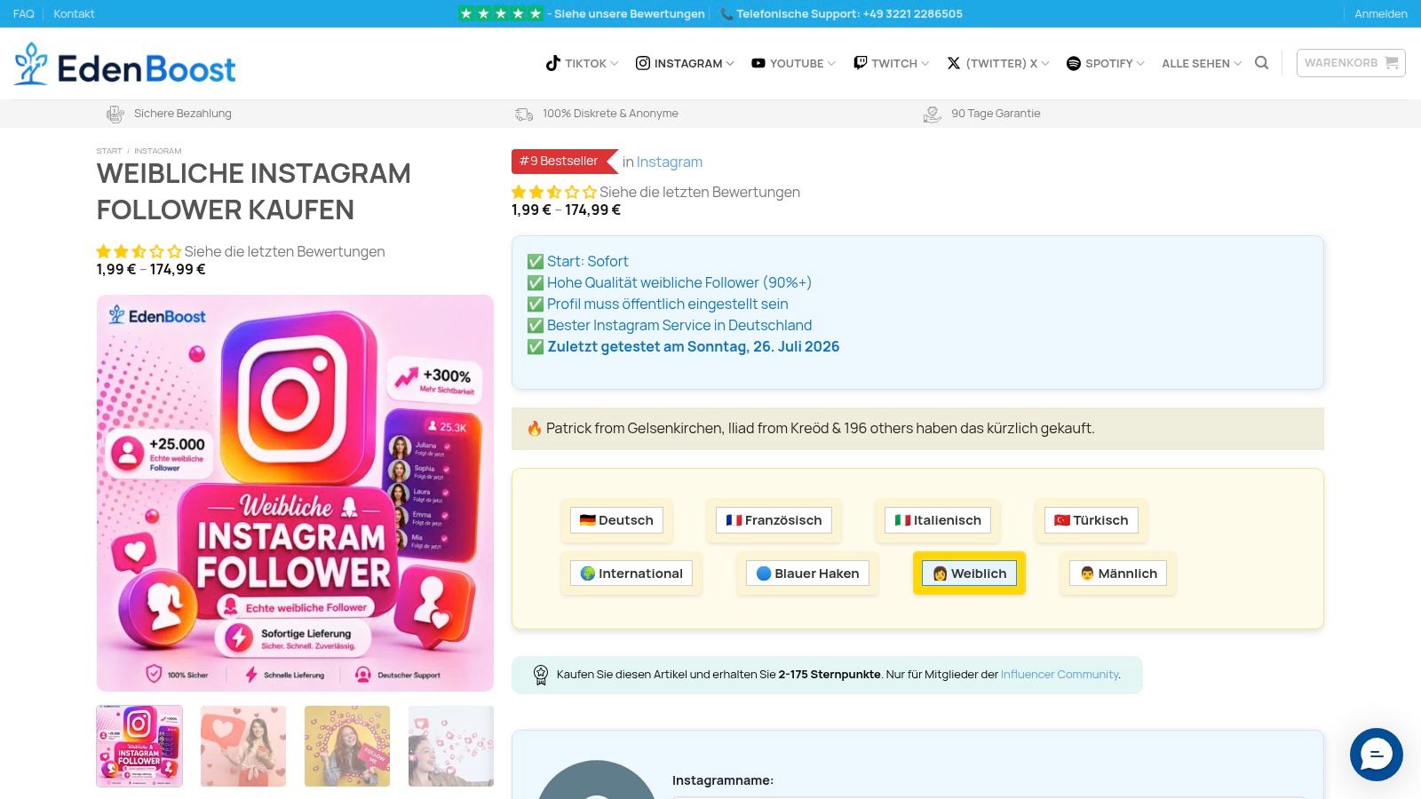 Weibliche Instagram Follower kaufen